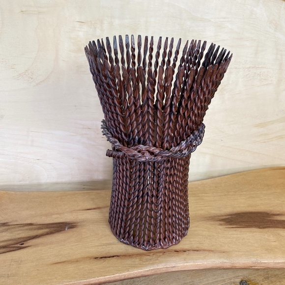 Iron Metal Candle Holder Wheat Bundle Western Farm Decor Heavy Duty - Picture 3 of 8